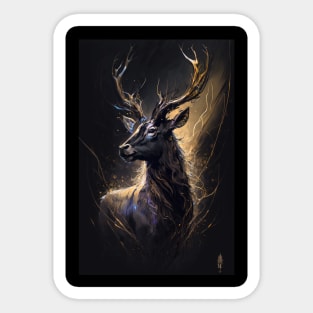 Stag Portrait Animal Nature Wildlife Dark Painting Wild Spirit Sticker